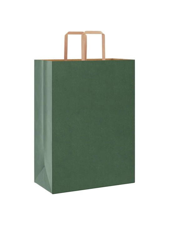 Paperikassit 50 kpl kahvoilla vihreä 32x17x44 cm