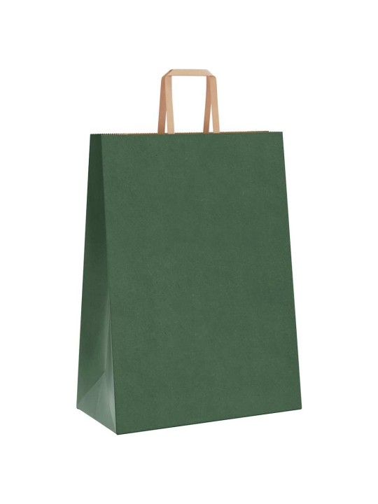 Paperikassit 50 kpl kahvoilla vihreä 32x17x44 cm