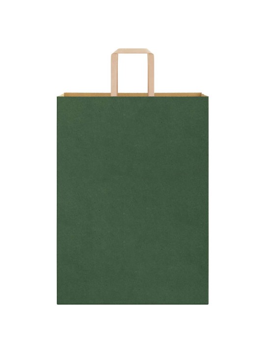 Paperikassit 50 kpl kahvoilla vihreä 32x17x44 cm