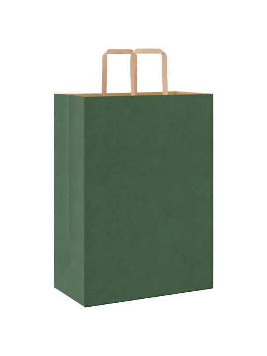 Paperikassit 50 kpl kahvoilla vihreä 32x17x44 cm