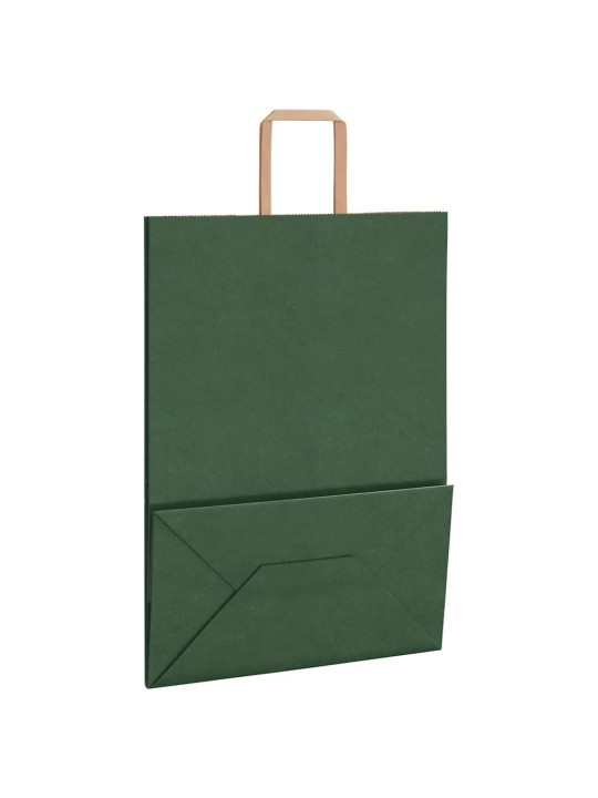 Paperikassit 50 kpl kahvoilla vihreä 32x17x44 cm