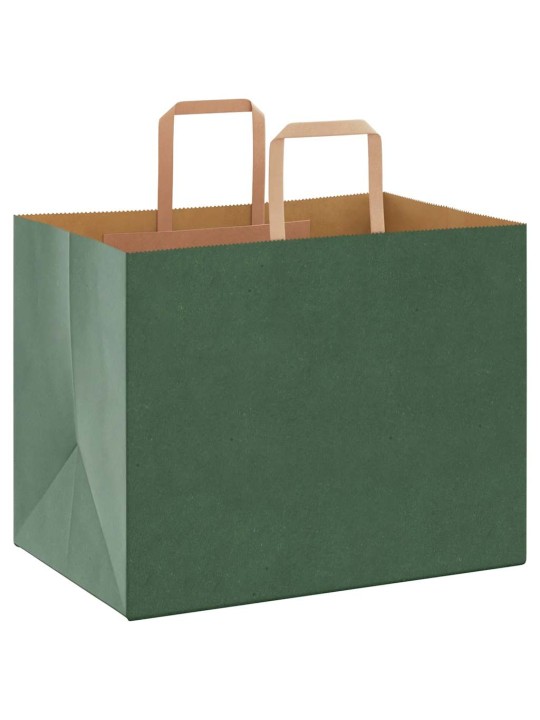 Paperikassit 50 kpl kahvoilla vihreä 32x22x24 cm