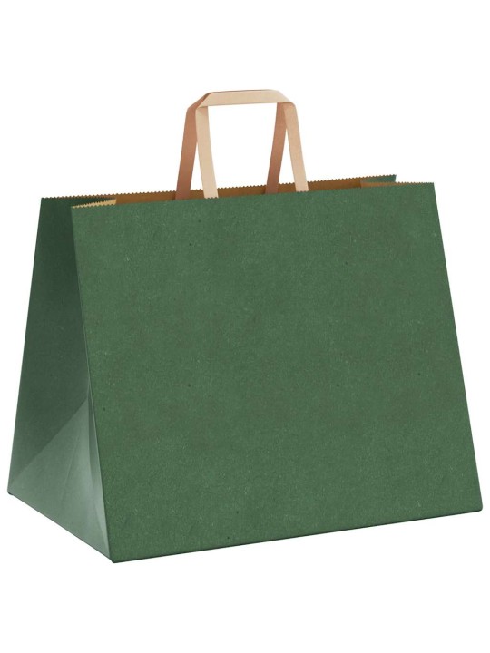 Paperikassit 50 kpl kahvoilla vihreä 32x22x24 cm