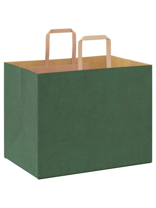 Paperikassit 50 kpl kahvoilla vihreä 32x22x24 cm