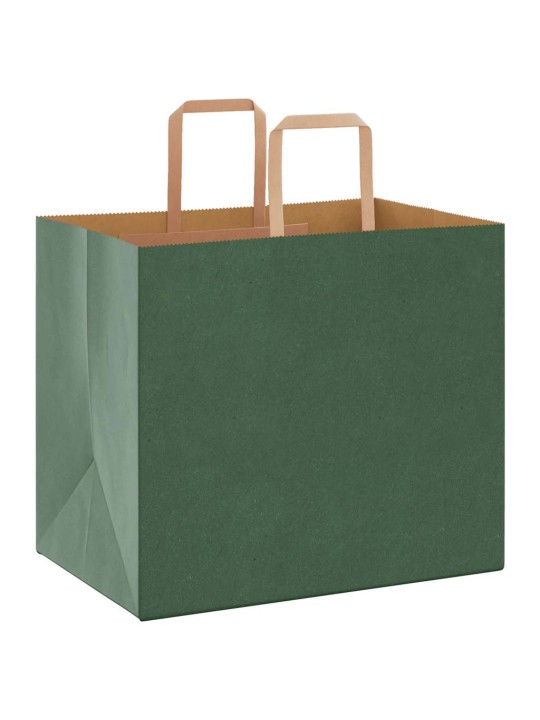 Paperikassit 50 kpl kahvoilla vihreä 32x22x28 cm