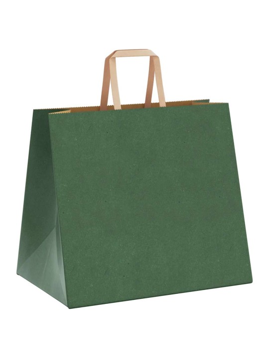 Paperikassit 50 kpl kahvoilla vihreä 32x22x28 cm