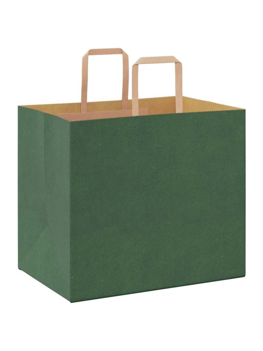 Paperikassit 50 kpl kahvoilla vihreä 32x22x28 cm