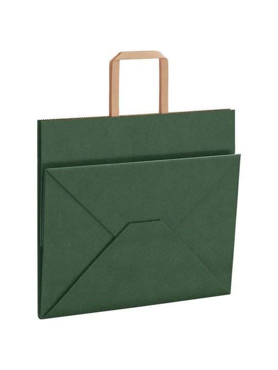 Paperikassit 50 kpl kahvoilla vihreä 32x22x28 cm