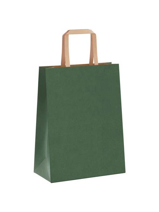 Paperikassit 250 kpl kahvoilla vihreä 21x11x28 cm