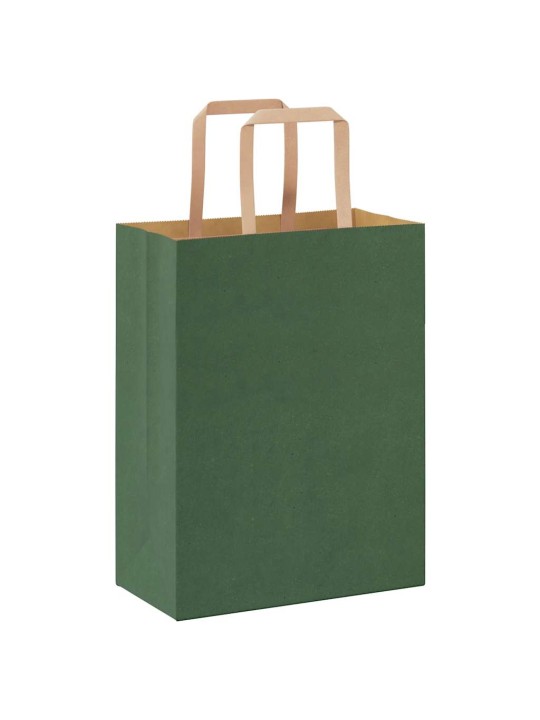 Paperikassit 250 kpl kahvoilla vihreä 21x11x28 cm