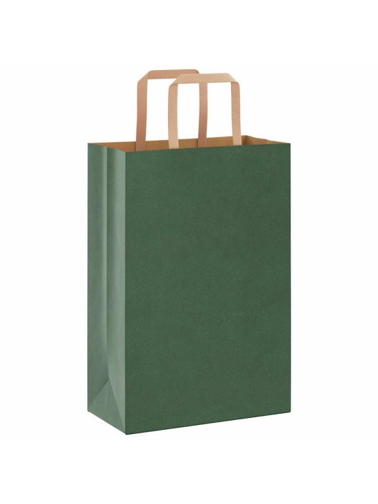 Paperikassit 250 kpl kahvoilla vihreä 21x11x31 cm