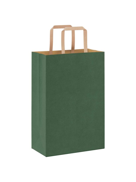 Paperikassit 250 kpl kahvoilla vihreä 21x11x31 cm