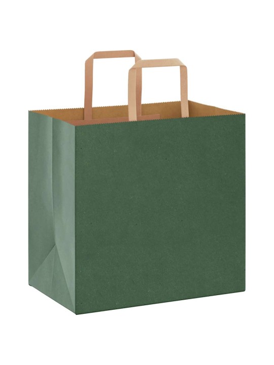 Paperikassit 250 kpl kahvoilla vihreä 26x17x25 cm