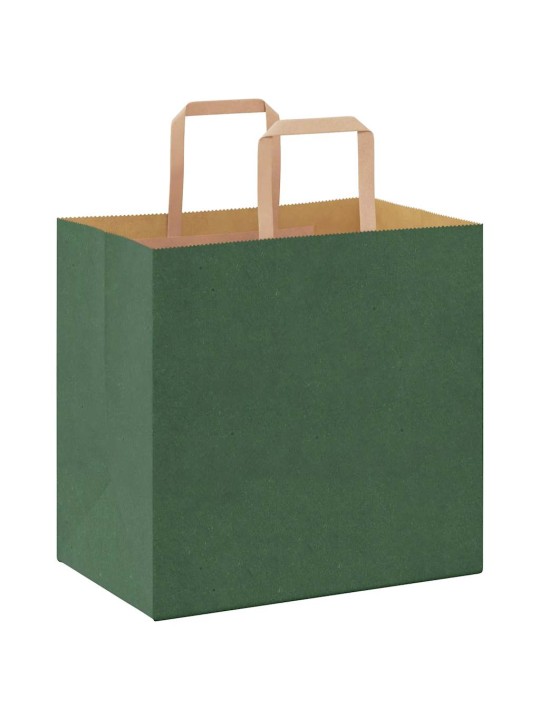 Paperikassit 250 kpl kahvoilla vihreä 26x17x25 cm