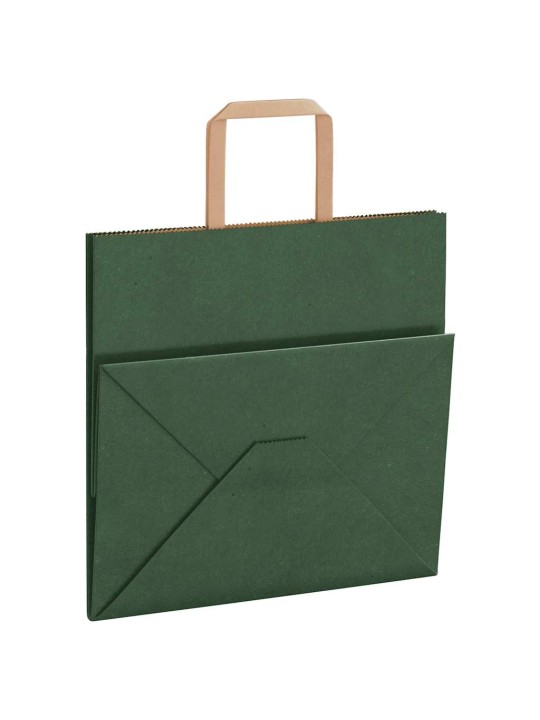 Paperikassit 250 kpl kahvoilla vihreä 26x17x25 cm