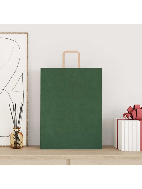 Paperikassit 250 kpl kahvoilla vihreä 32x12x42 cm