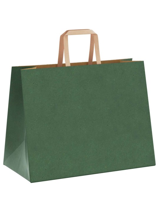 Paperikassit 250 kpl kahvoilla vihreä 32x17x25 cm