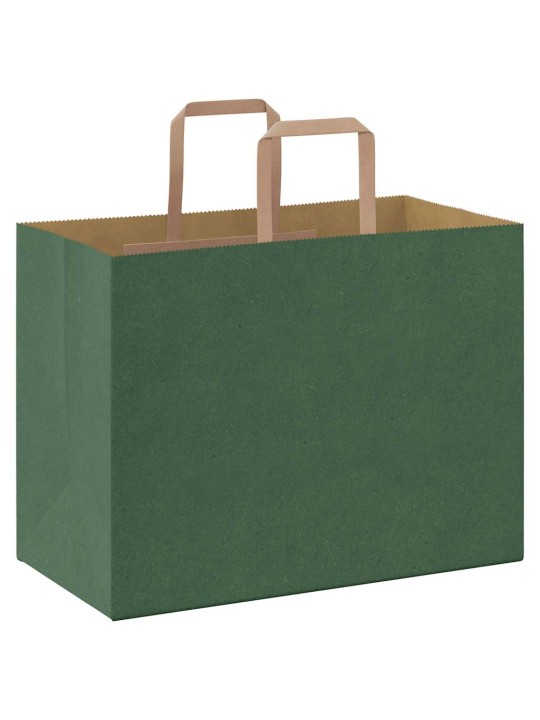 Paperikassit 250 kpl kahvoilla vihreä 32x17x25 cm