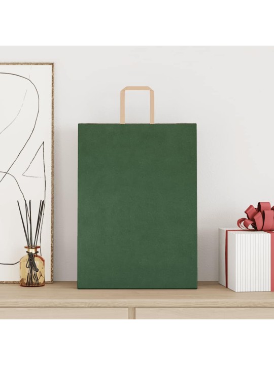 Paperikassit 250 kpl kahvoilla vihreä 32x17x44 cm