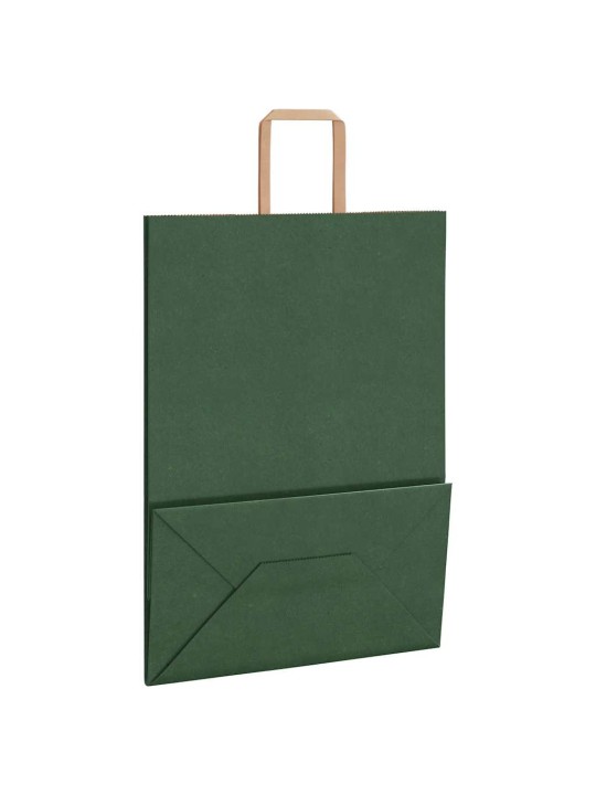 Paperikassit 250 kpl kahvoilla vihreä 32x17x44 cm