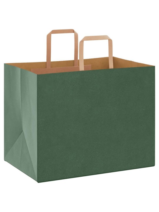 Paperikassit 250 kpl kahvoilla vihreä 32x22x24 cm