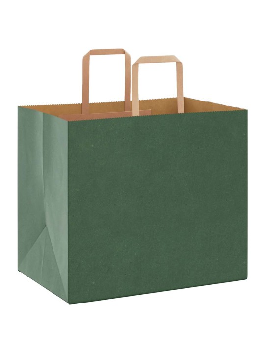 Paperikassit 250 kpl kahvoilla vihreä 32x22x28 cm