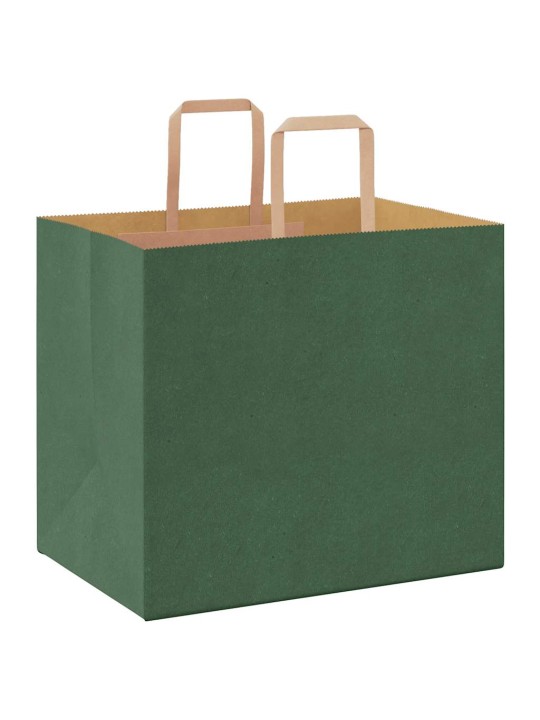 Paperikassit 250 kpl kahvoilla vihreä 32x22x28 cm