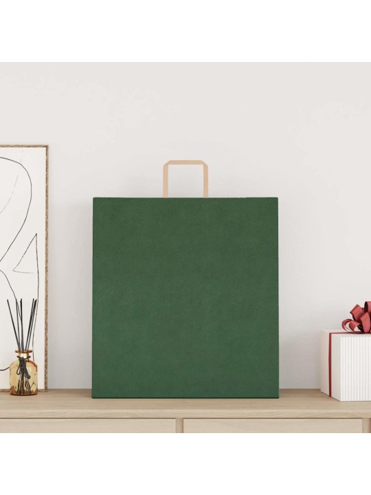 Paperikassit 250 kpl kahvoilla vihreä 45x17x48 cm