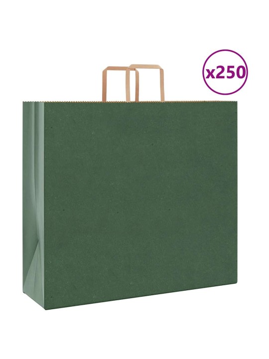 Paperikassit 250 kpl kahvoilla vihreä 54x15x49 cm