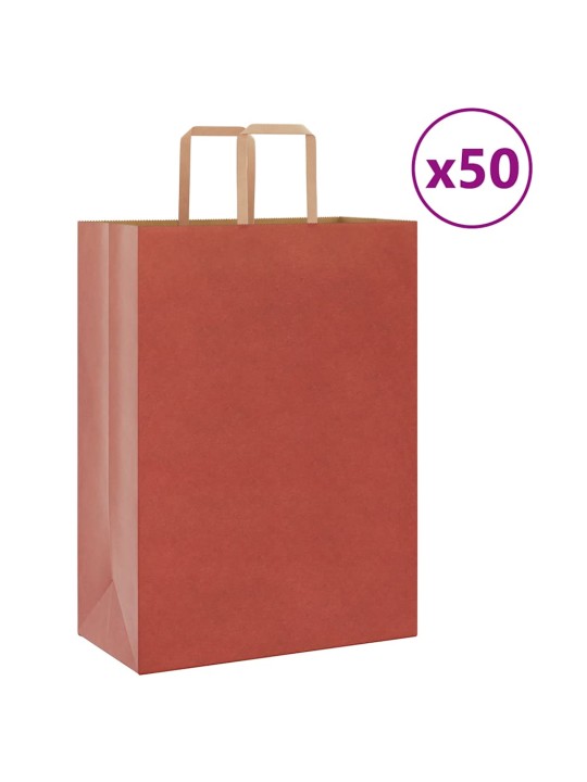 Paperikassit 50 kpl kahvoilla punainen 32x17x44 cm