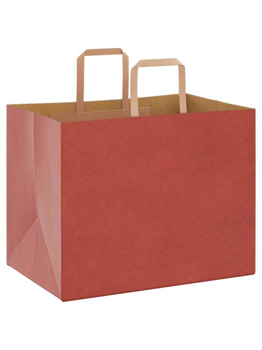 Paperikassit 50 kpl kahvoilla punainen 32x22x24 cm