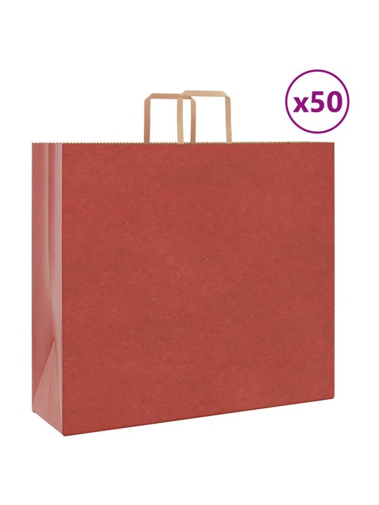Paperikassit 50 kpl kahvoilla punainen 54x15x49 cm