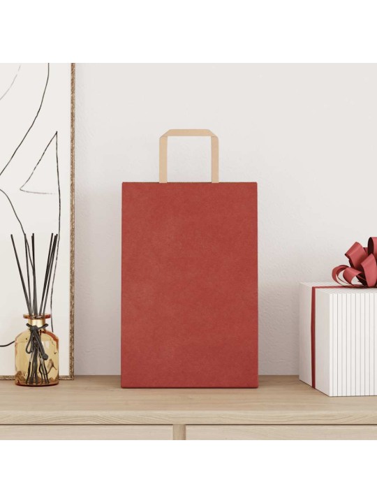 Paperikassit 250 kpl kahvoilla punainen 21x11x31 cm