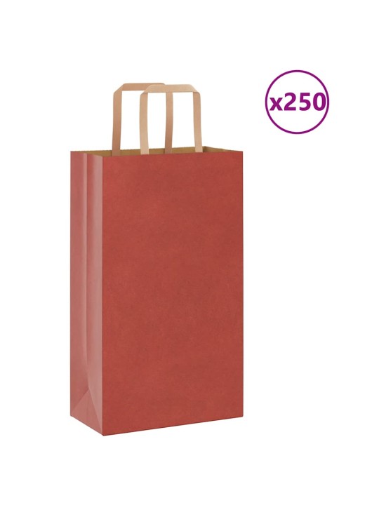 Paperikassit 250 kpl kahvoilla punainen 21x11x36 cm