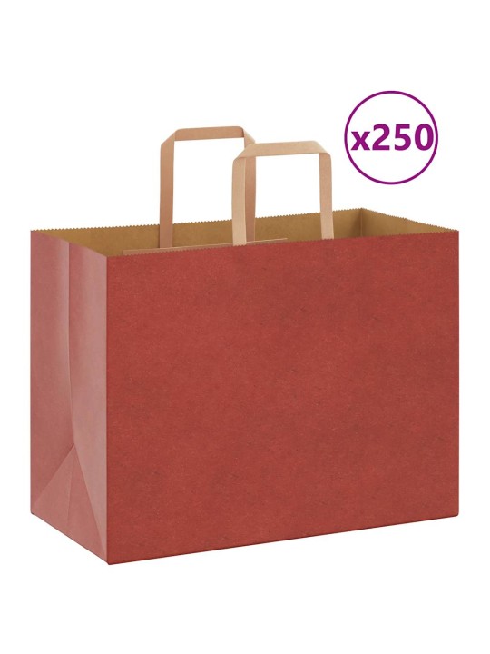 Paperikassit 250 kpl kahvoilla punainen 32x17x25 cm