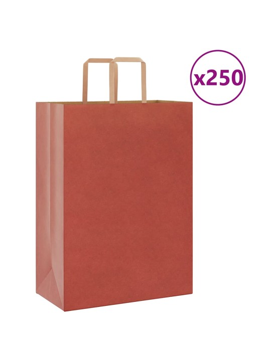 Paperikassit 250 kpl kahvoilla punainen 32x17x44 cm