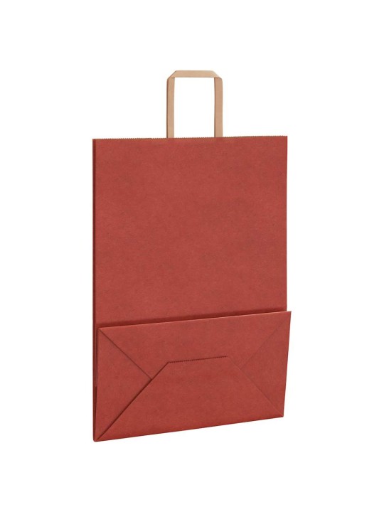 Paperikassit 250 kpl kahvoilla punainen 32x17x44 cm