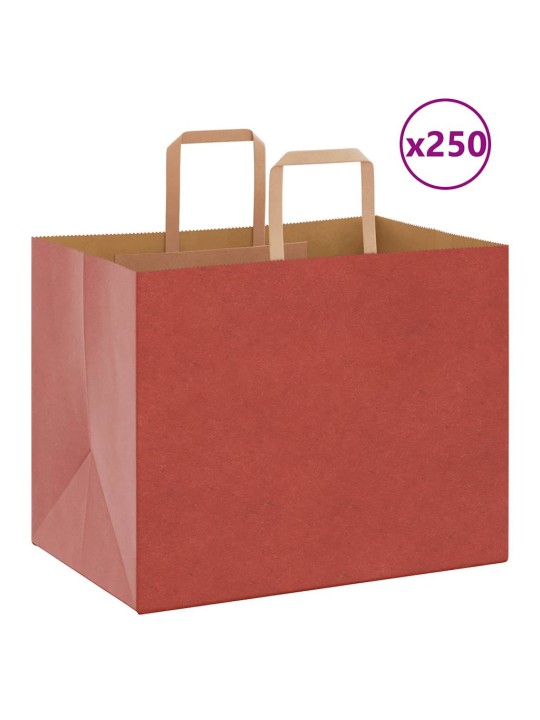 Paperikassit 250 kpl kahvoilla punainen 32x22x24 cm