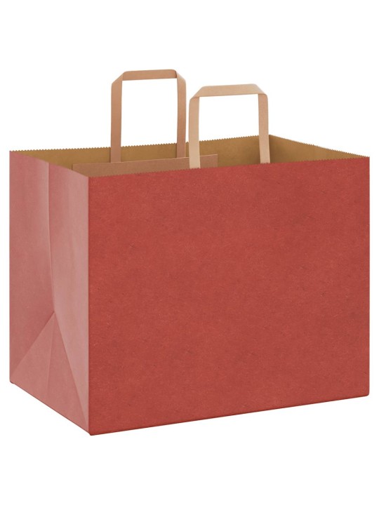 Paperikassit 250 kpl kahvoilla punainen 32x22x24 cm