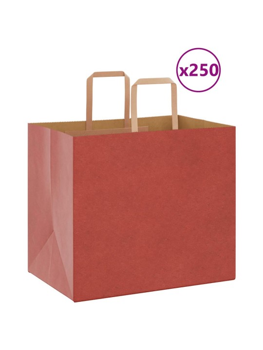 Paperikassit 250 kpl kahvoilla punainen 32x22x28 cm