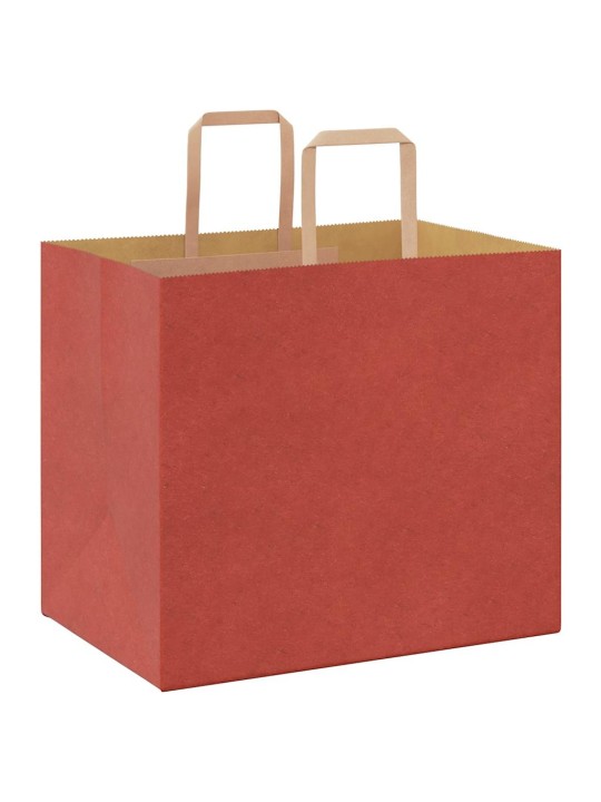 Paperikassit 250 kpl kahvoilla punainen 32x22x28 cm