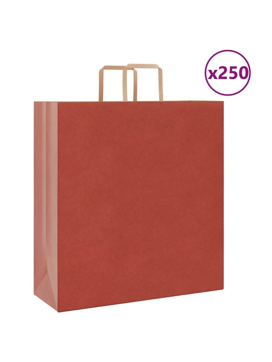 Paperikassit 250 kpl kahvoilla punainen 45x17x48 cm