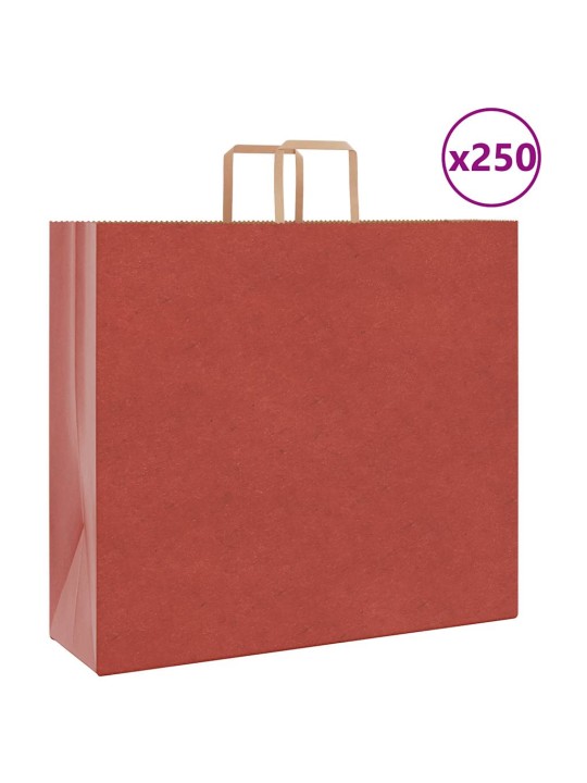 Paperikassit 250 kpl kahvoilla punainen 54x15x49 cm