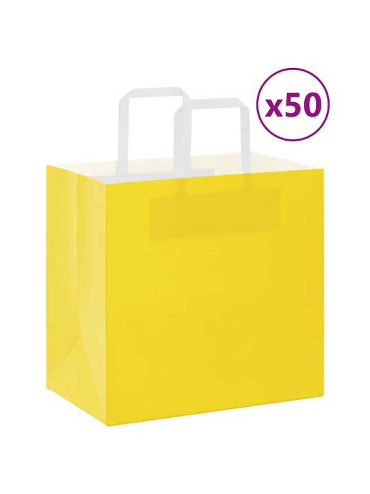 Paperikassit 50 kpl kahvoilla keltainen 26x17x25 cm