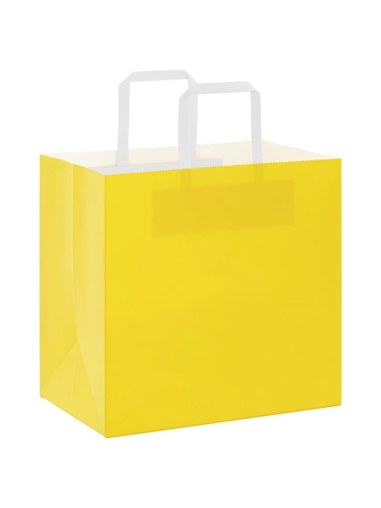 Paperikassit 50 kpl kahvoilla keltainen 26x17x25 cm