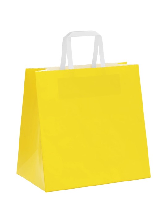 Paperikassit 50 kpl kahvoilla keltainen 26x17x25 cm