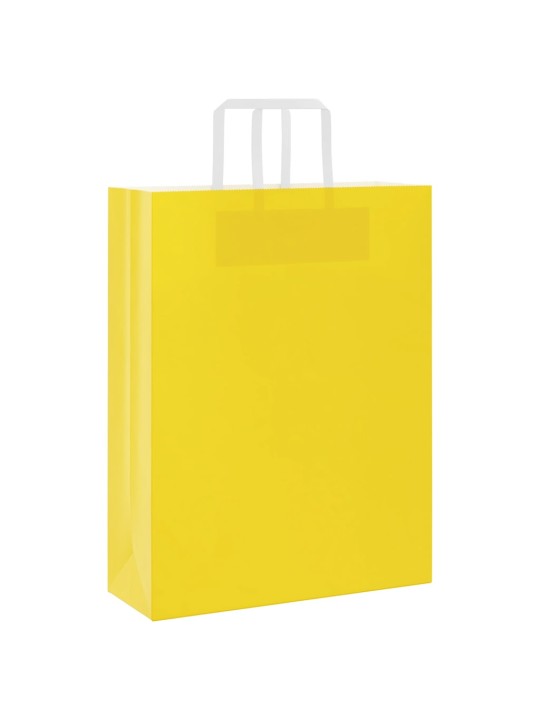 Paperikassit 50 kpl kahvoilla keltainen 32x12x42 cm