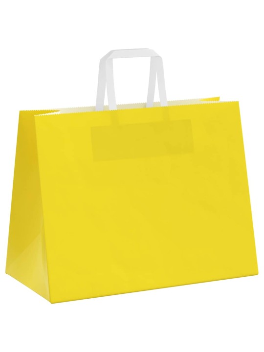 Paperikassit 50 kpl kahvoilla keltainen 32x17x25 cm