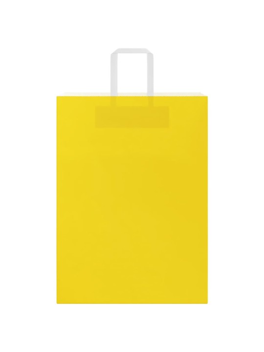 Paperikassit 50 kpl kahvoilla keltainen 32x17x44 cm