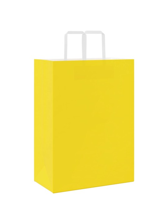 Paperikassit 50 kpl kahvoilla keltainen 32x17x44 cm